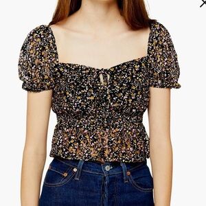 Top Shop Floral Lace Crop Top